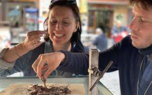 Couple tasting offal